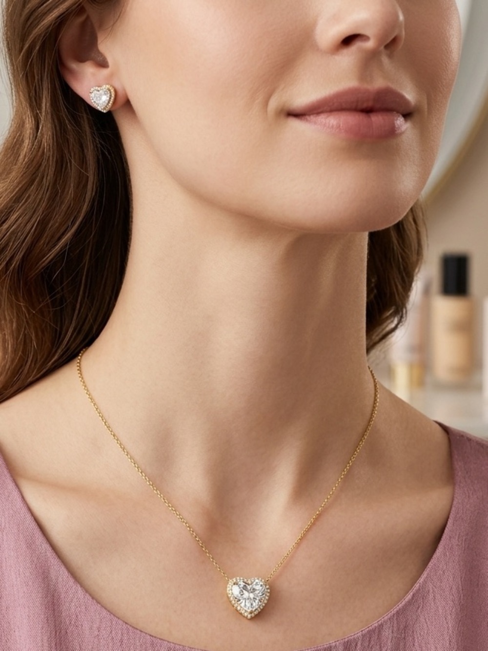 Kate Spade✨ Gold Pavé Heart✨ Cubic Zirconia Crystal Halo✨ Stud Earrings✨ - Picture 3 of 6